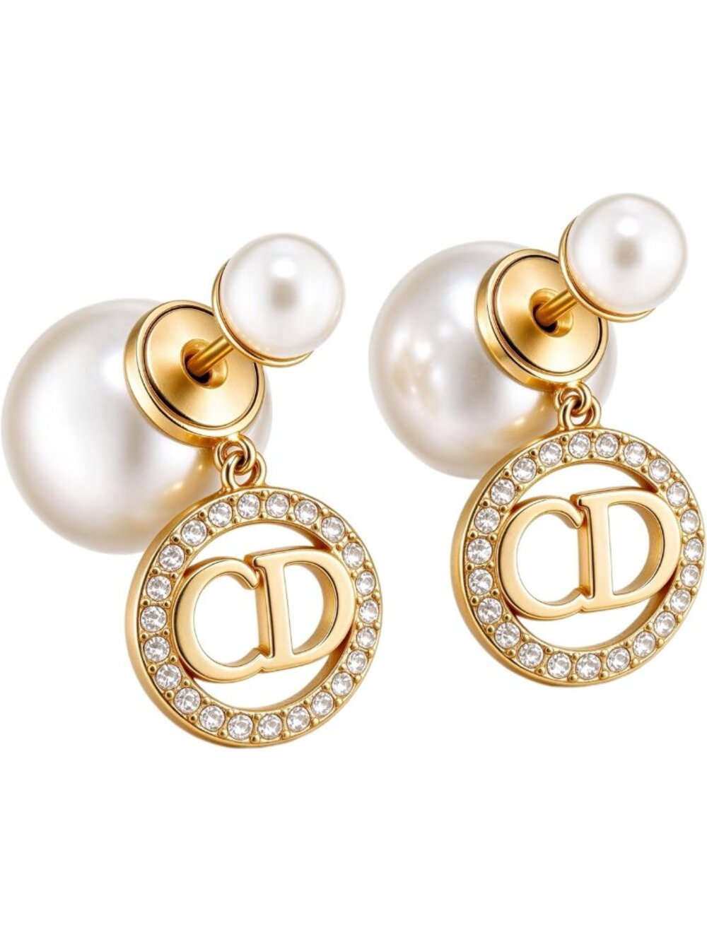 Elegant Pearl Drop Earrings with Crystal Charm, Gold Tone Jewelry Accessory